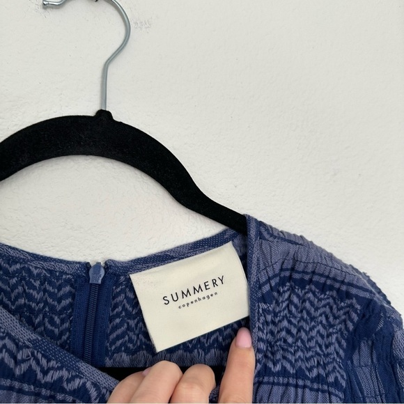 Summery Copenhagen Women's Celine Short Sleeve Dress Blue Houndstooth Size Small - Picture 7 of 12